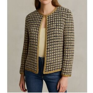 Vintage Stenay Women's‎ Size Small Gold and  Black Beaded 100% Silk Jacket